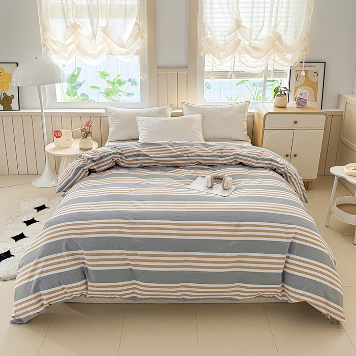 91家纺网 家纺一手货源 找家纺 2025新款全棉色织老粗布四件套 迟暮