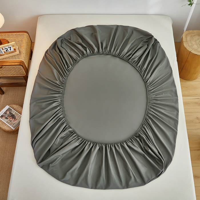 91家纺网 家纺一手货源 找家纺 艾橙家纺 2025新款正宗133x72喷气织造全棉纯棉纯色床笠三件套 绅士灰