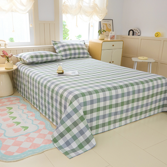 91家纺网 家纺一手货源 找家纺 2025新款全棉色织老粗布单床单 森眸