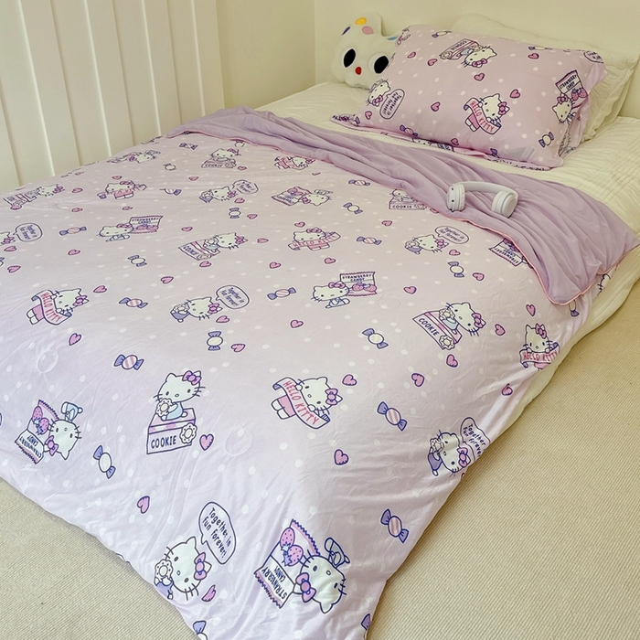 91家纺网 家纺一手货源 找家纺 兜米家居 2025夏季新品三丽鸥深睡双感针织凉感空调被夏被 糖果凯蒂猫