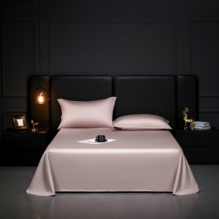 91家纺网 家纺一手货源 找家纺 秀色2025新款A类高端100s新疆长绒棉纯棉床单单件全棉单人贡缎加厚被单三件套 莫奈-粉末白