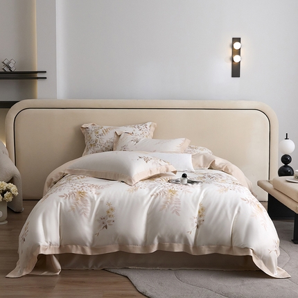 91家纺网 家纺一手货源 找家纺 （总）薏思家纺 2025新款50支莱赛尔天丝数码印花夏被+四件套（礼盒包装）