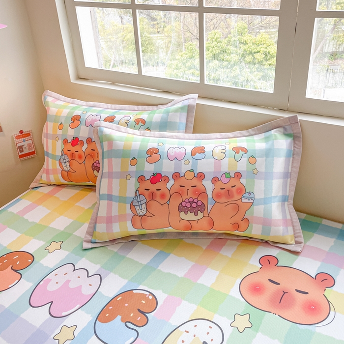 91家纺网 家纺一手货源 找家纺 博雅 2025新款独家版权A类大版数码印花1200D冰丝凉席 派对卡皮巴拉