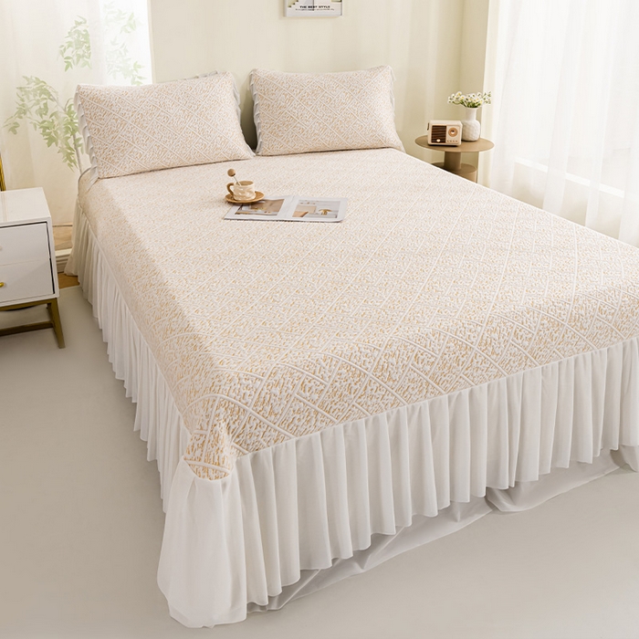 91家纺网 家纺一手货源 找家纺 鑫姿 2025新款5A抗菌凉席床裙款-雅致系列 雅致床裙款-冰咖