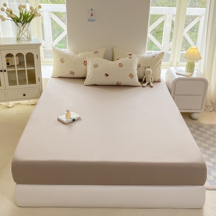 2025云感皱皱棉单品水洗棉单床笠被套罩床垫套 床笠 蛋糕熊