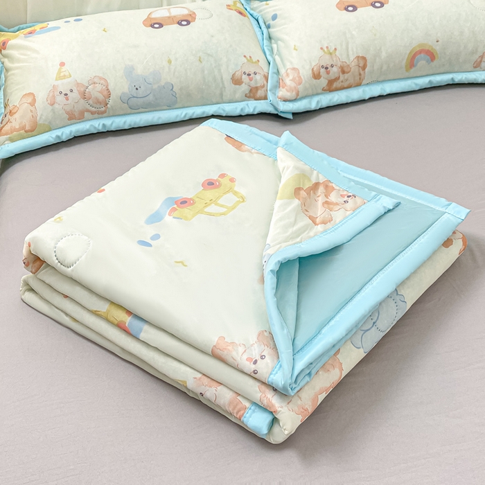 91家纺网 家纺一手货源 找家纺 顺顺家纺 2025新款凉感丝印花夏被空调被 汽车小狗