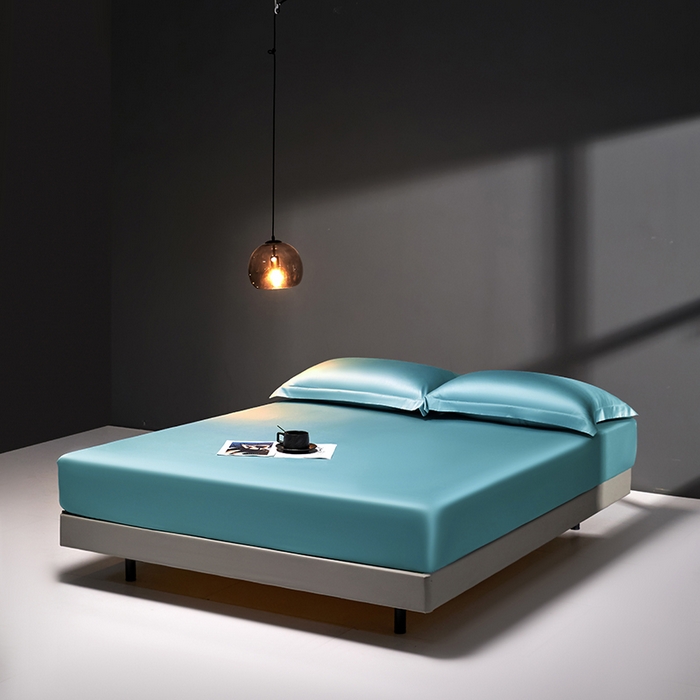 91家纺网 家纺一手货源 找家纺 秀色2025新款高端纯棉床笠单件全棉全包床套三件套100s新疆长绒棉酒店床垫保护套 梦易-雾霾蓝