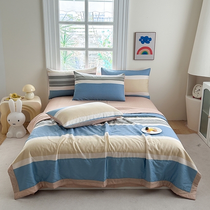 91家纺网 家纺一手货源 找家纺 （总）瑜珠家纺 2025新款里外全棉棉花夏被四件套纯棉夏凉被空调被夏季薄被子