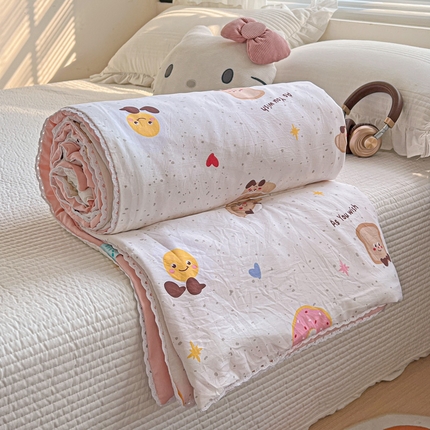 91家纺网 家纺一手货源 找家纺 （总）妖妖家纺 2025新款超柔双层纱糯糯针织棉夏凉被