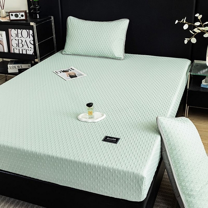 倾慕家纺 2025新款PE大泡泡凉感床笠款凉席 菱形泡绿