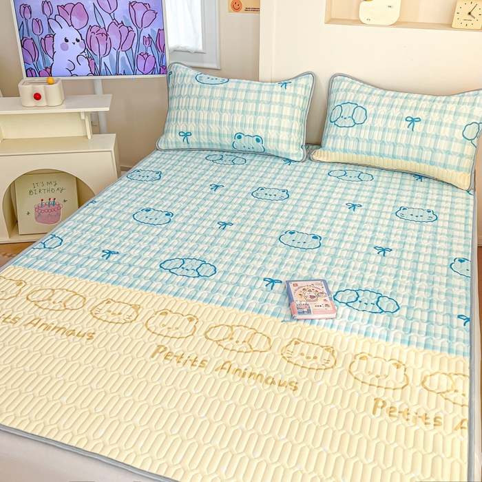 91家纺网 家纺一手货源 找家纺 柒月家居 2025新款小清新乳胶凉席 好伙伴