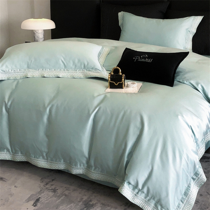 91家纺网 家纺一手货源 找家纺 保罗圣迪奥 2025新款50双股全棉长绒棉四件套-艾瑟琳系列 艾瑟琳-青石绿