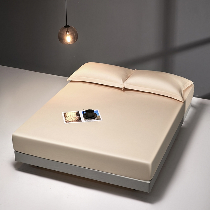 91家纺网 家纺一手货源 找家纺 秀色2025新款高端纯棉床笠单件全棉全包床套三件套100s新疆长绒棉酒店床垫保护套 梦易-奶昔白