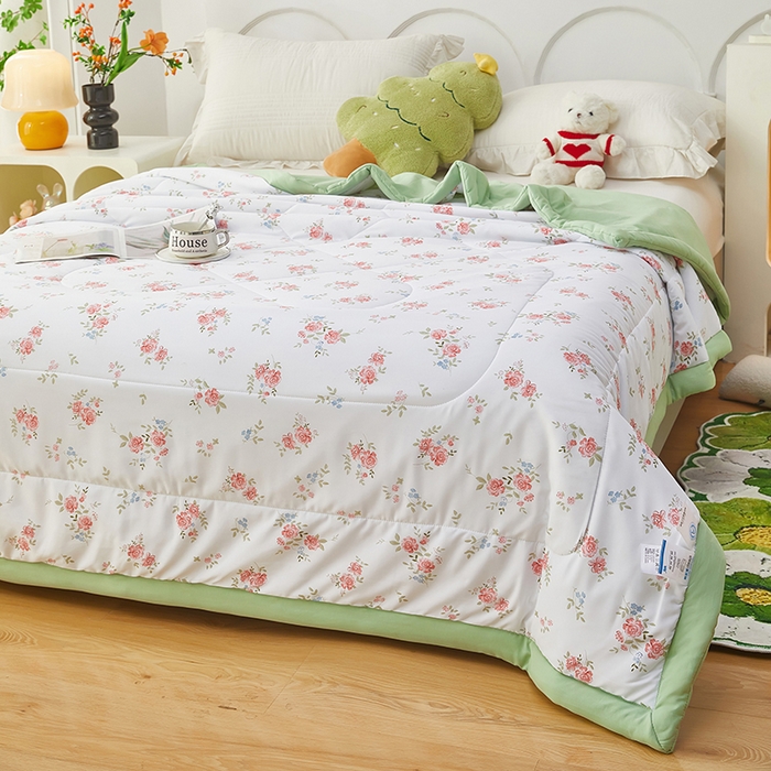 91家纺网 家纺一手货源 找家纺 中国龙家纺 2025新款舒爽柔小棉夏被被子被芯 盛夏花园