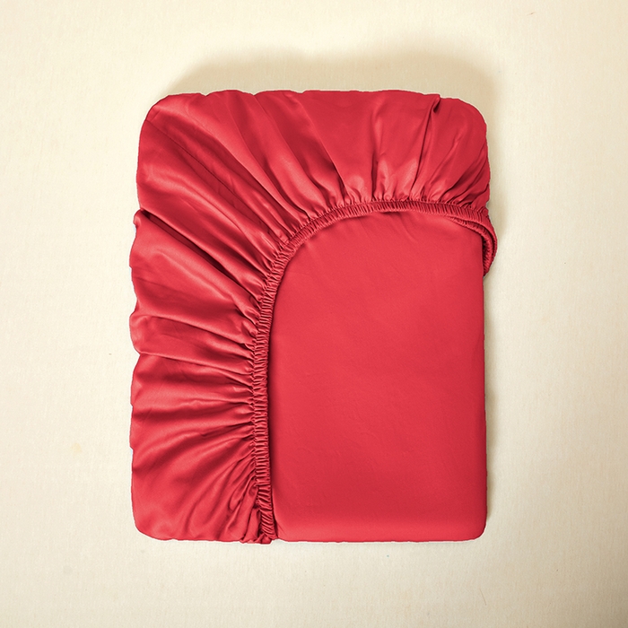 91家纺网 家纺一手货源 找家纺 秀色2025新款高端纯棉床笠单件全棉全包床套三件套100s新疆长绒棉酒店床垫保护套 梦易-海棠红