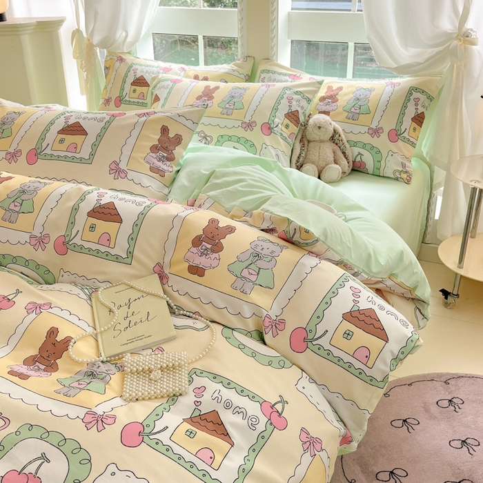 91家纺网 家纺一手货源 找家纺 仔仔熊 2025新款全棉印花系列被套 假日诱惑