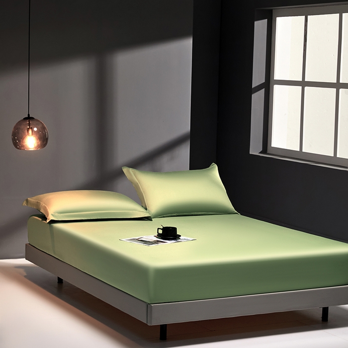 91家纺网 家纺一手货源 找家纺 秀色2025新款高端纯棉床笠单件全棉全包床套三件套100s新疆长绒棉酒店床垫保护套 梦易-艾绿