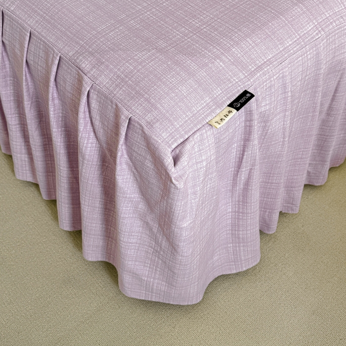 91家纺网 家纺一手货源 找家纺 布柔 2025新款100%全棉纯棉老粗布绣花印花凉席单品床裙 米多紫