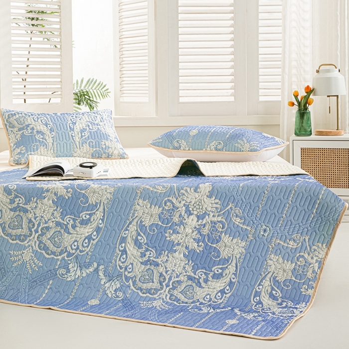 91家纺网 家纺一手货源 找家纺 美丽折2025新品6mm厚天然乳胶凉席三件套 大版印花卡通乳胶凉席平铺款 贵族风范