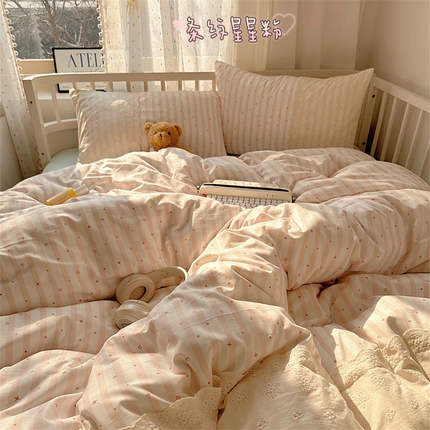 91家纺网 家纺一手货源 找家纺 （总）顾里家纺 2025新款简约小资系列云感双层纱四件套