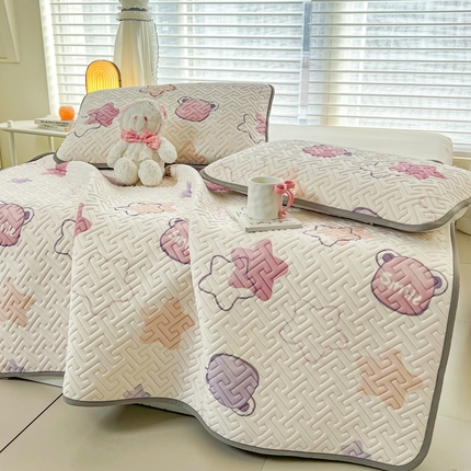 美丽折2025夏季新品高端加厚全冰丝生物基乳胶凉席三件套 水洗天然乳胶凉席 星语-浅粉