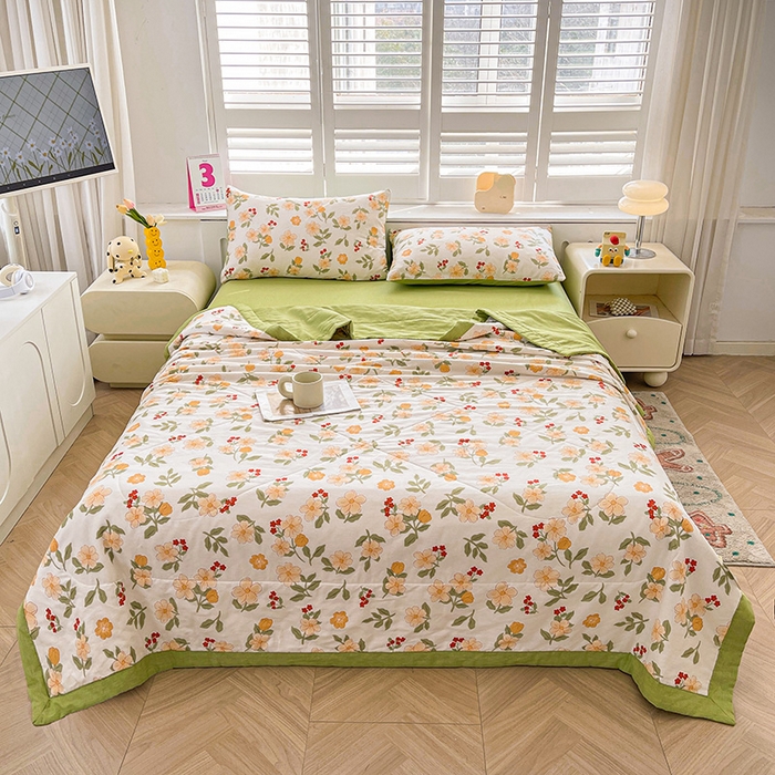 91家纺网 家纺一手货源 找家纺 思雅庭 2025新款里外全棉夏被新疆棉花夏凉被空调被 悦夏花语