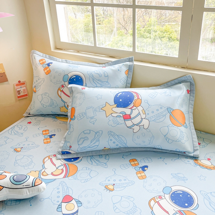 91家纺网 家纺一手货源 找家纺 博雅 2025新款独家版权A类大版数码印花1200D冰丝凉席 遨游星际