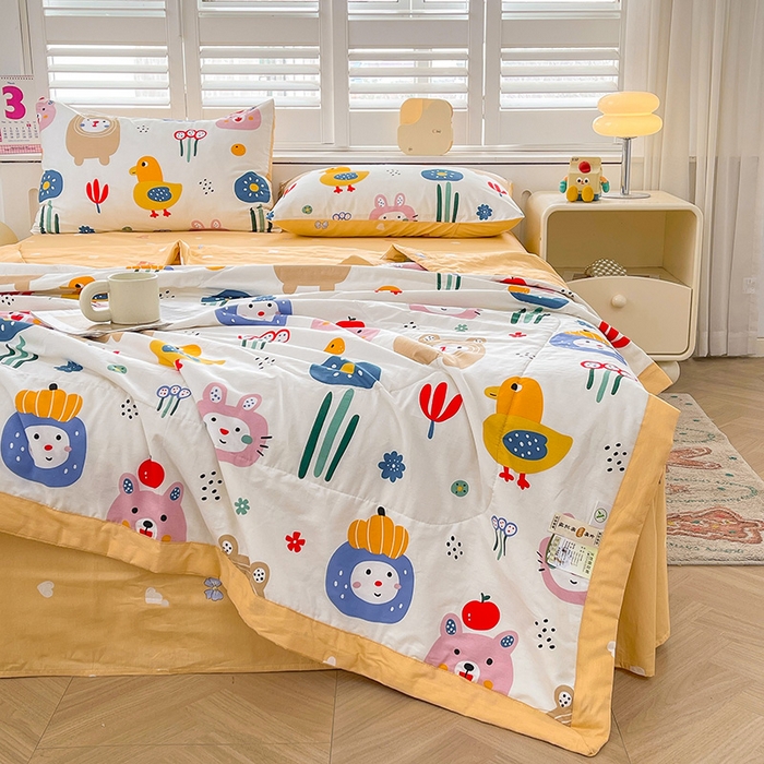 91家纺网 家纺一手货源 找家纺 思雅庭 2025新款里外全棉夏被新疆棉花夏凉被空调被 萌宠派对