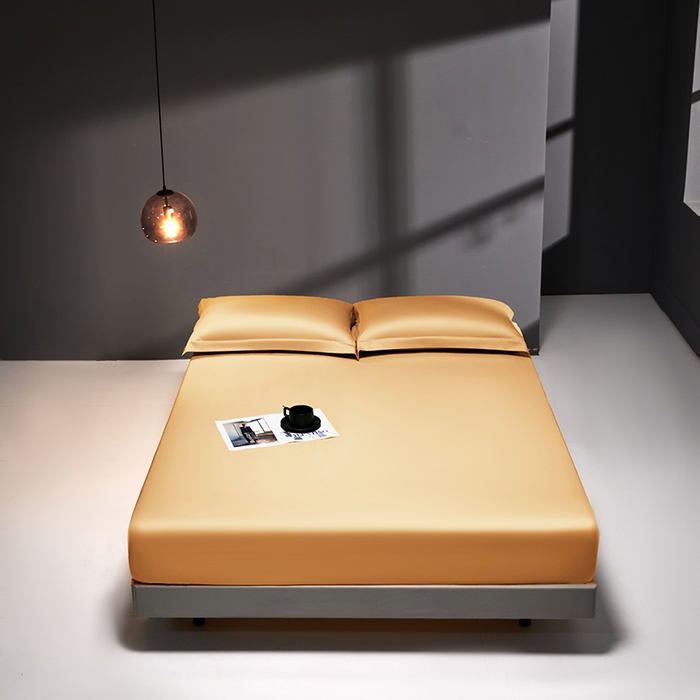 91家纺网 家纺一手货源 找家纺 秀色2025新款高端纯棉床笠单件全棉全包床套三件套100s新疆长绒棉酒店床垫保护套 梦易-南瓜橘