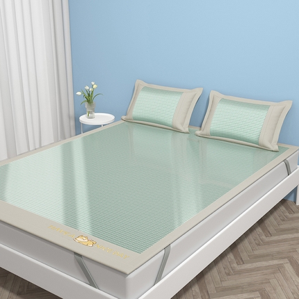 绒艺席业 2025新款A类抗菌冰丝凉席系列-柯基款 绿色