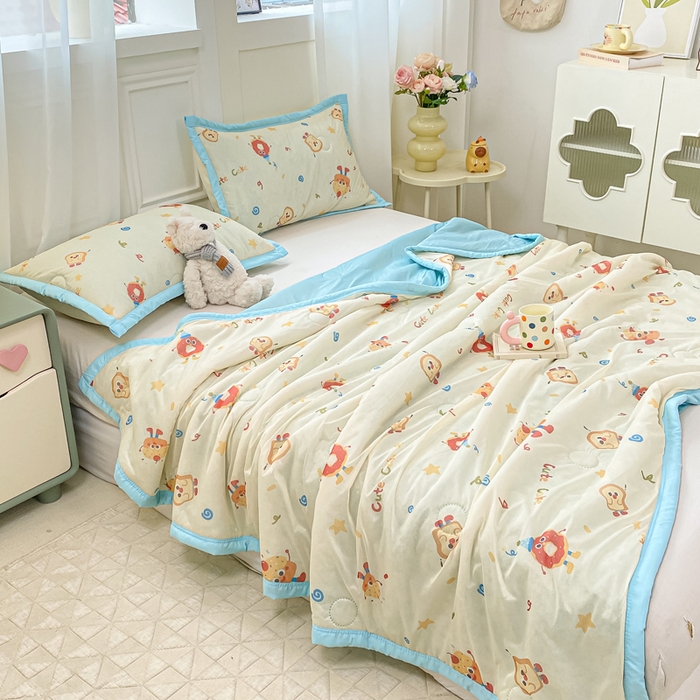 91家纺网 家纺一手货源 找家纺 顺顺家纺 2025新款凉感丝印花夏被空调被 马克吐司