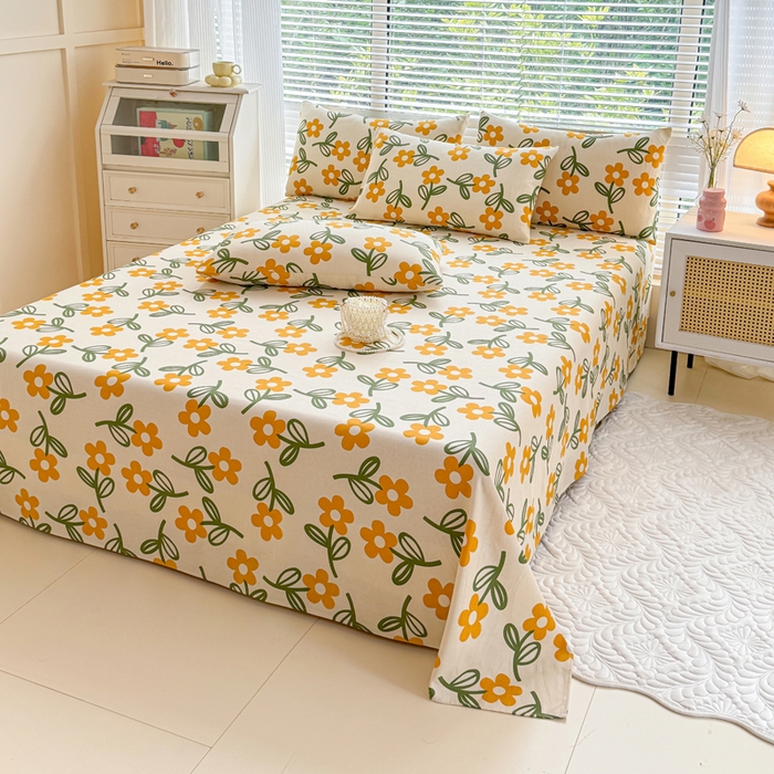 91家纺网 家纺一手货源 找家纺 仟网汇 2025新款老粗布床单粗布凉席老粗布单床单枕套单品 小桔梗