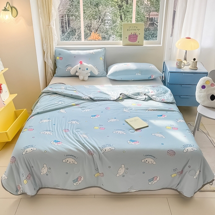 91家纺网 家纺一手货源 找家纺 （总）桃子家居 2025新款A类三丽鸥正版授权高品质牛奶丝软糯针织棉大豆夏被系列