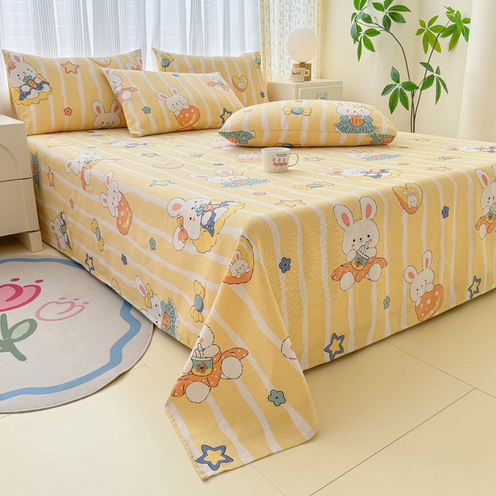 91家纺网 家纺一手货源 找家纺 仟网汇 2025新款老粗布床单粗布凉席老粗布单床单枕套单品 萝卜兔