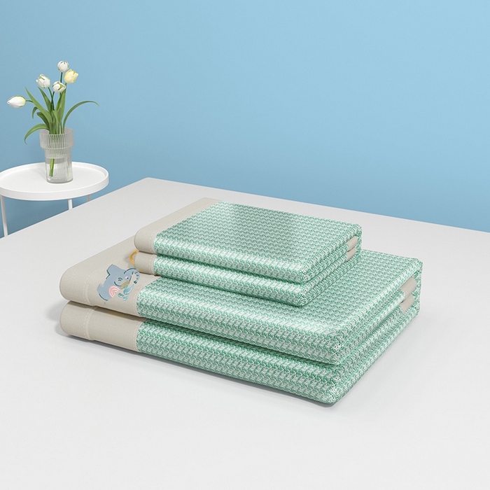 91家纺网 家纺一手货源 找家纺 绒艺席业 2025新款A类抗菌冰丝凉席系列-小象宝款 绿色