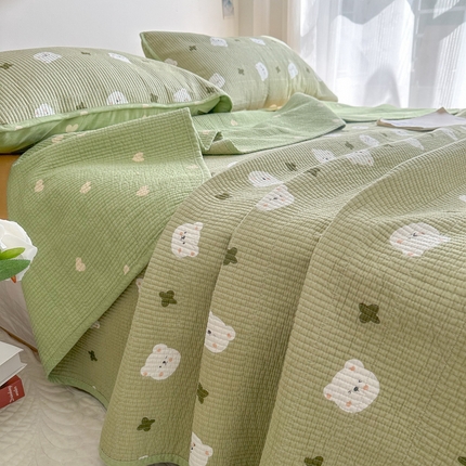 91家纺网 家纺一手货源 找家纺 （总）慕晨 2025新款全棉床盖酵素砂洗双面纯棉棉花夹棉床盖单件三件套