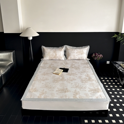 91家纺网 家纺一手货源 找家纺 （总）三味舒屋 2025新款抗菌防螨凉感提花冰丝凉席席子-西雅图