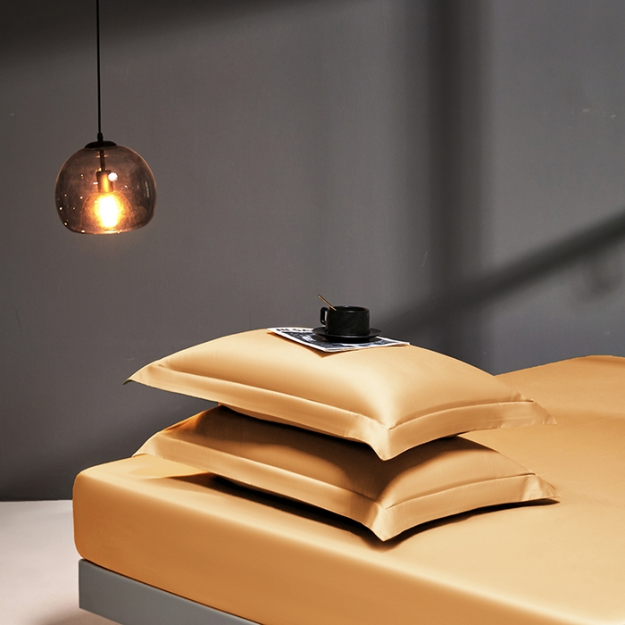 91家纺网 家纺一手货源 找家纺 秀色2025新款高端纯棉床笠单件全棉全包床套三件套100s新疆长绒棉酒店床垫保护套 梦易-南瓜橘