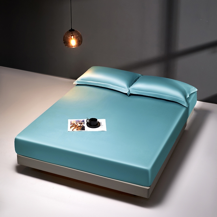 91家纺网 家纺一手货源 找家纺 秀色2025新款高端纯棉床笠单件全棉全包床套三件套100s新疆长绒棉酒店床垫保护套 梦易-雾霾蓝