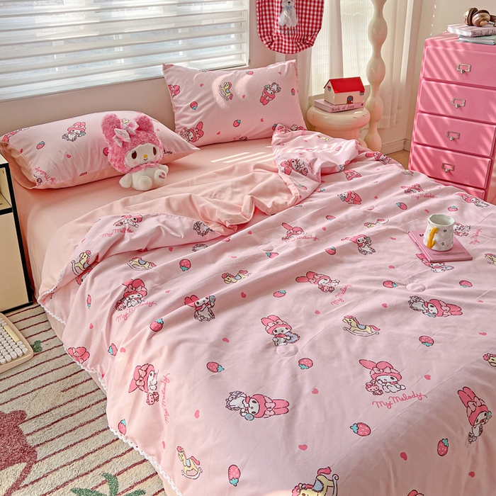 91家纺网 家纺一手货源 找家纺 妖妖家纺 2025新款超柔双层纱糯糯针织棉夏凉被四件套 逛逛游乐园