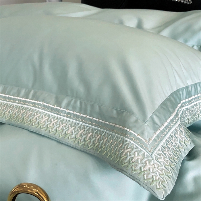 91家纺网 家纺一手货源 找家纺 保罗圣迪奥 2025新款50双股全棉长绒棉四件套-艾瑟琳系列 艾瑟琳-青石绿