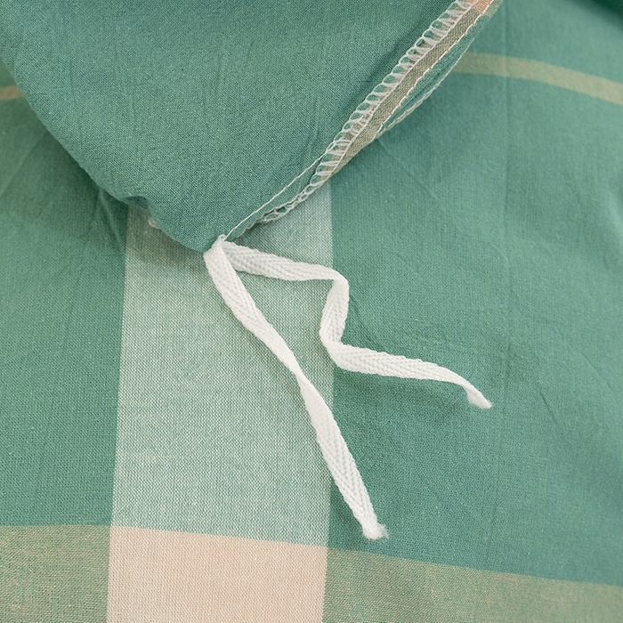 91家纺网 家纺一手货源 找家纺 喜四方 2025新款全棉色织水洗棉四件套 悠然大格（绿）