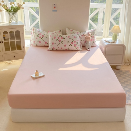 2025云感皱皱棉单品水洗棉单床笠被套罩床垫套 床笠 玫瑰庄园