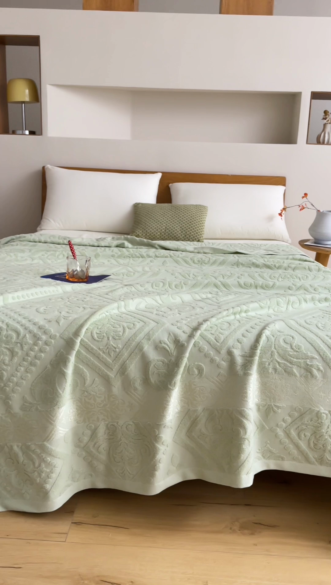 91家纺网 家纺一手货源 找家纺 爱港家纺 2025新款上海专版老式怀旧全棉A类纱布毛巾被 古韵-绿