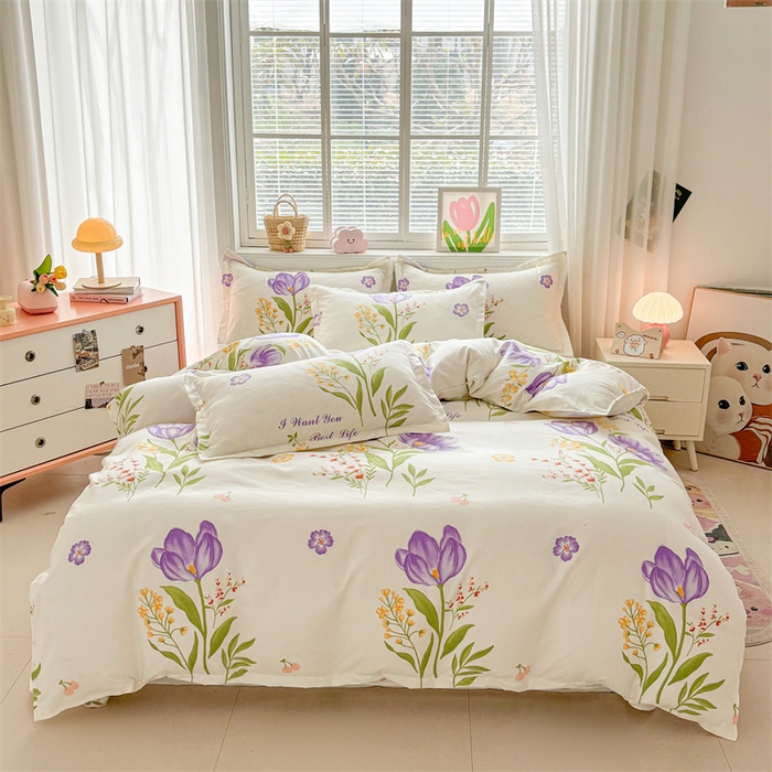 91家纺网 家纺一手货源 找家纺 爱一个家 2025新款植物羊绒四件套 幽境花开