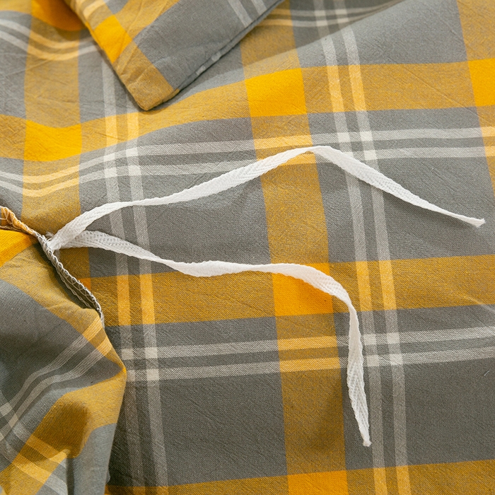 91家纺网 家纺一手货源 找家纺 喜四方 2025新款全棉色织水洗棉四件套 夏威夷（ 黄）