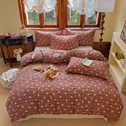 雪夫人 2025新款A类全棉有氧双层纱四件套 可爱球球