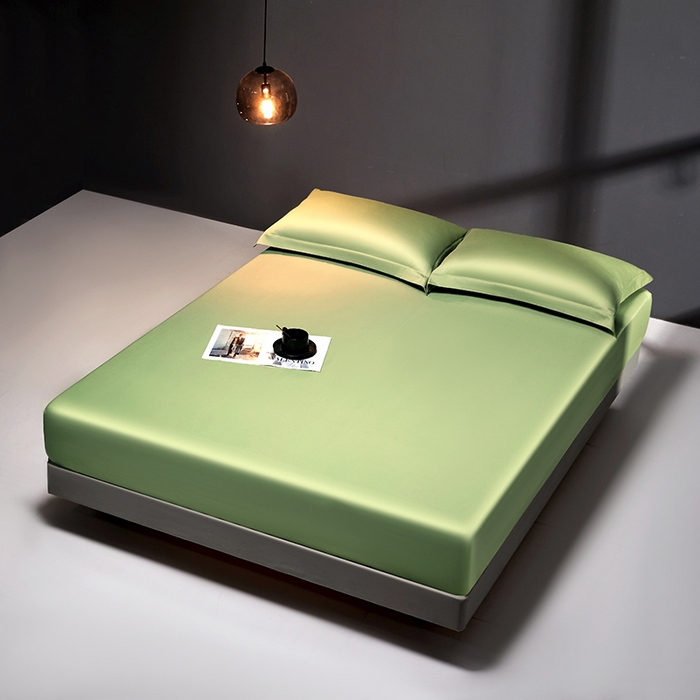 91家纺网 家纺一手货源 找家纺 秀色2025新款高端纯棉床笠单件全棉全包床套三件套100s新疆长绒棉酒店床垫保护套 梦易-艾绿