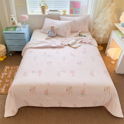 名兮家居 2025新款针织棉夏凉被 城堡粉