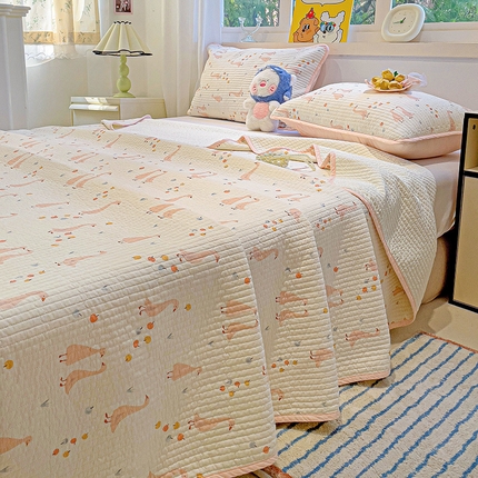 91家纺网 家纺一手货源 找家纺 漫时光 2025新款全棉纯棉新疆棉花夹层单床盖 可爱鸭